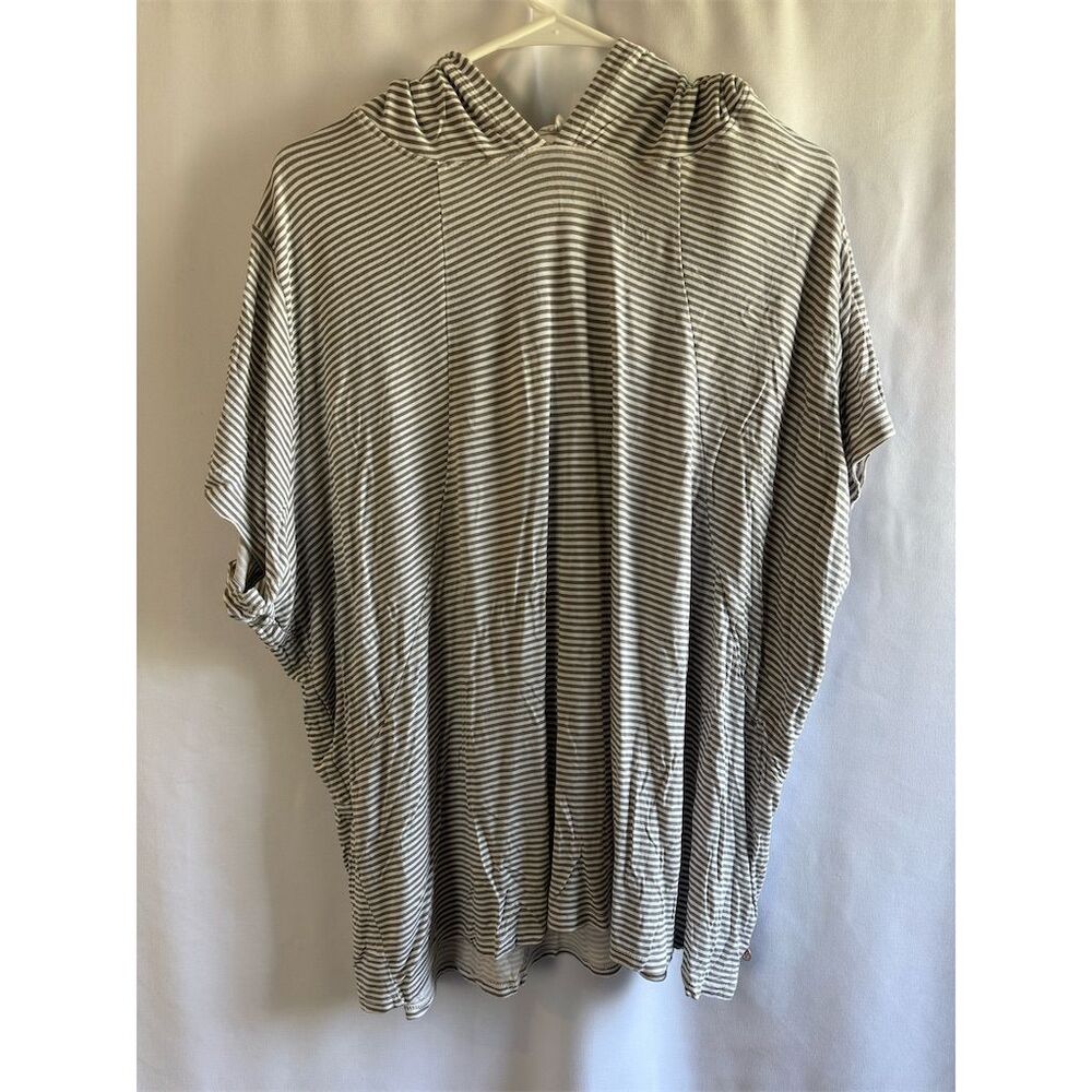 Lane Bryant Women's Plus Size 22 Black Striped Hooded Top Casual